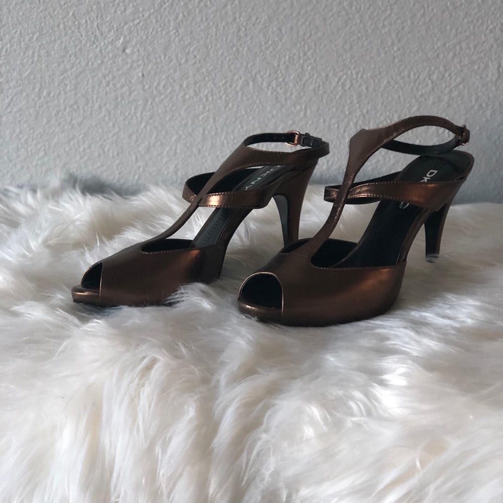 Bronze t-strap heels